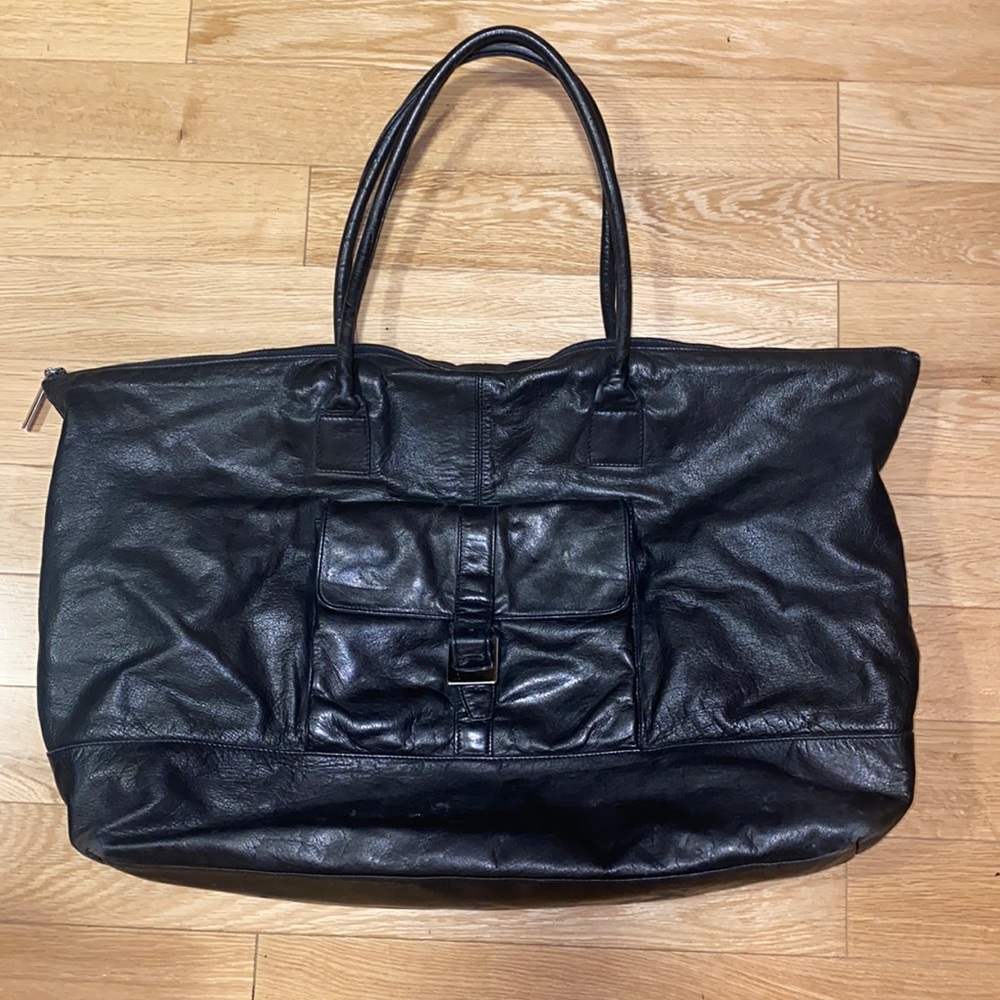 DKNY leather travel tote